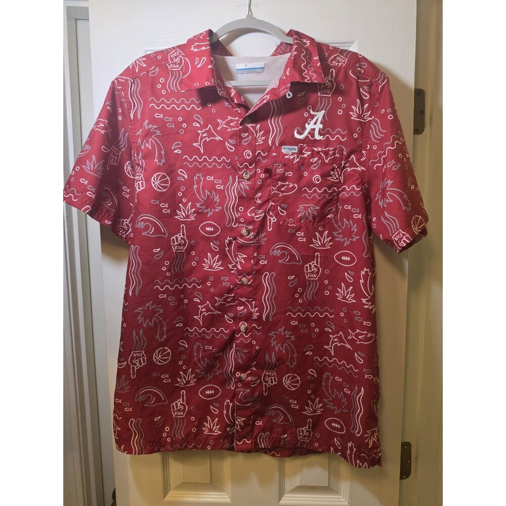 Men's Columbia PFG Super Slack Tide Alabama Crimson Tide Fishing Shirt Size L